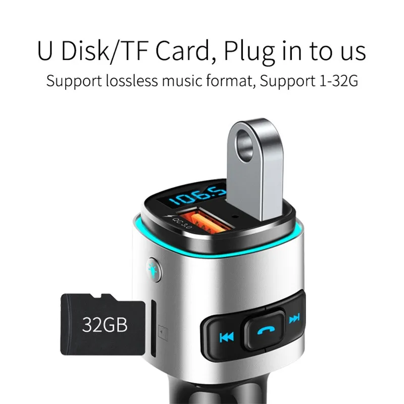 Автомобильный Bluetooth передатчик FM зарядное устройство AUX модификатор 4 2