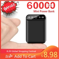 mini portable power bank with dual usb ports outdoor emergency external battery 60000mah power bank for xiaomi samsung lphone