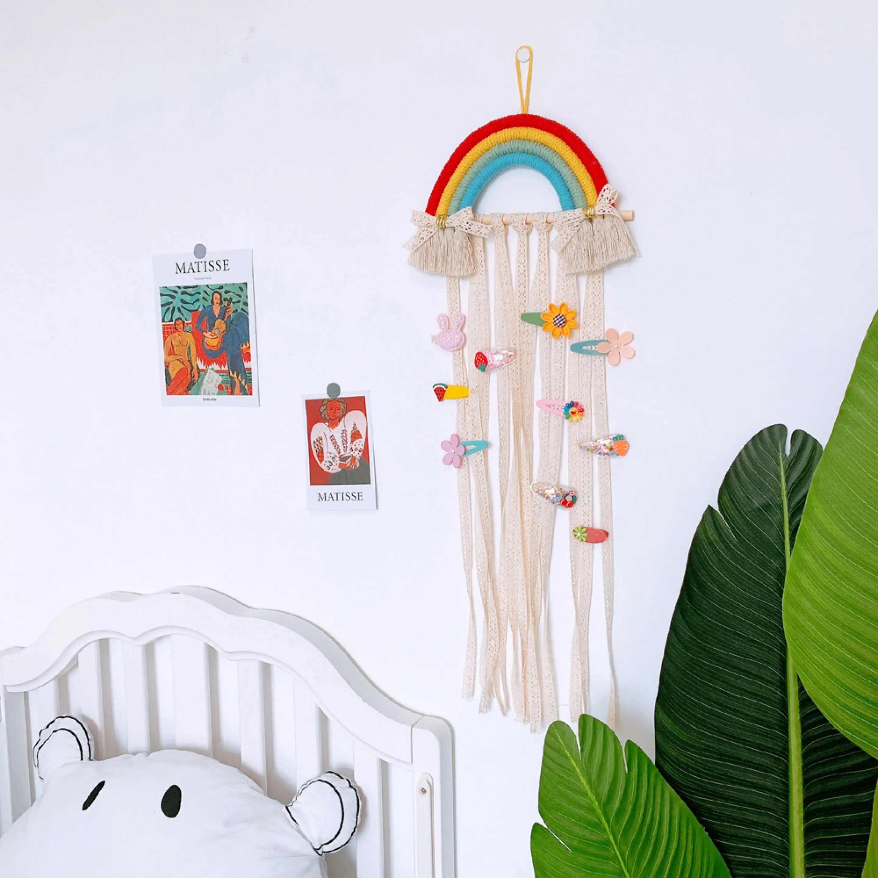 

Woven Rainbow Hair Bows Kids Girls Storage Belt Handmade Hair Clip Hanger Organizer Hairband Scrunchy Holder Hair Accessories