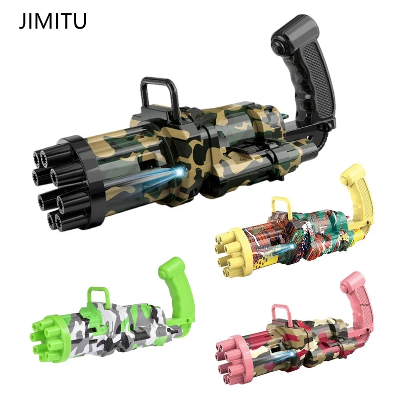 

DZQ Childrens Automatic Gatling Bubble Machine Gun Toys Summer Soap Water Bubble Machine Plastic Electric Magic Kid Bath Toy