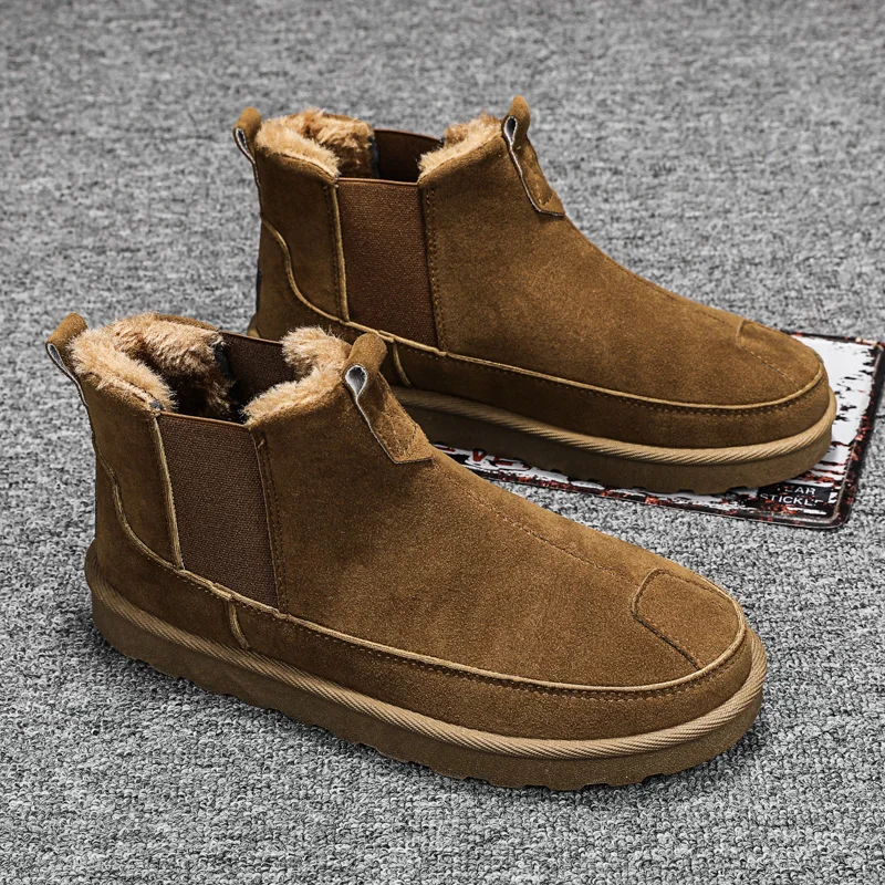 

Winter men's snow boots high quality plush ankle boots rubber sole comfortable and safe fashion shoes