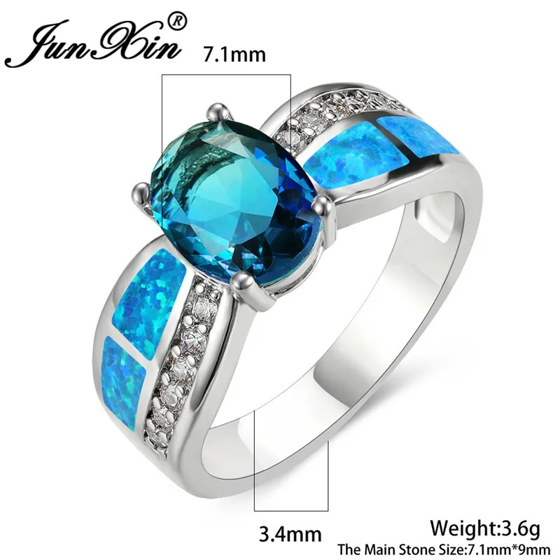 Роскошное кольцо с голубым и белым огненным опалом серебряный цвет Радужный
