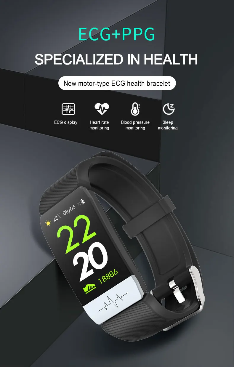 Longet Q1S ECG+ PPG пульсометр фитнес-Браслет Смарт-браслет кровяное давление со сном спортивные водонепроницаемые Смарт-часы для мужчин и женщин
