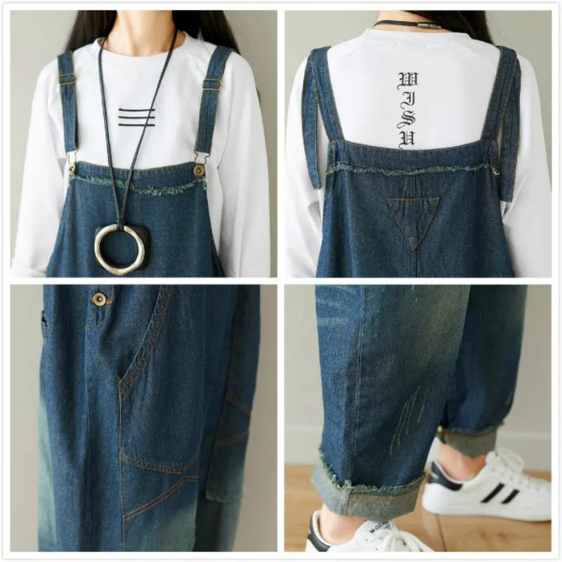 Комбинезон женский свободный с карманами в стиле ретро 2019 |