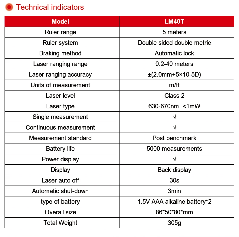 LM40T 2 in 1 Laser Ranging Tape Measure Buildings, Interior and Exterior Decoration Design Engineering Measurement rangefinder