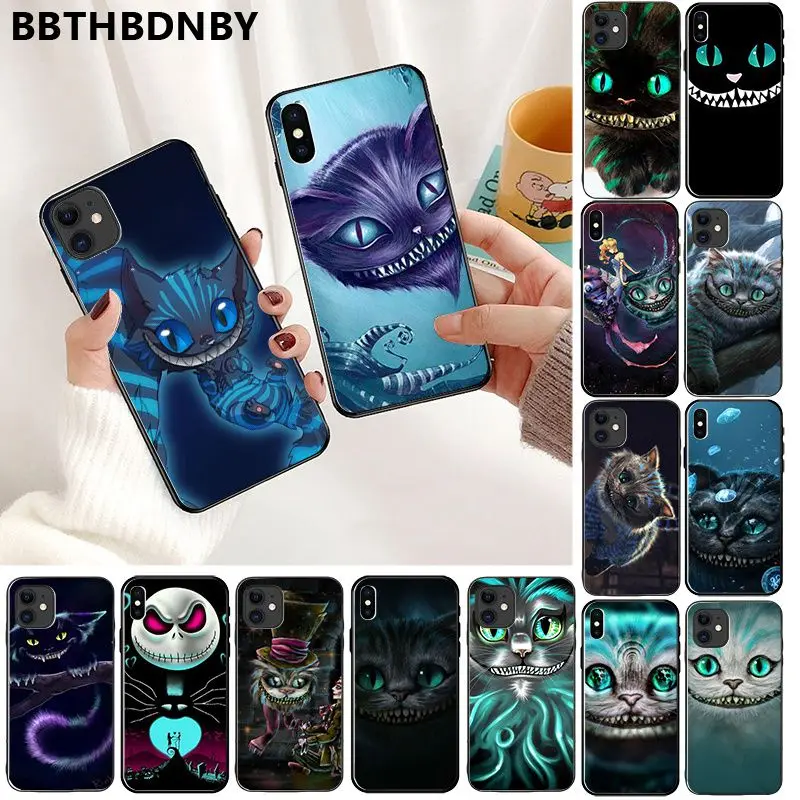 Чехол для телефона Чеширский Кот черный мягкий чехол iPhone 11 pro XS MAX 8 7 6 6S Plus X 5 5S SE XR