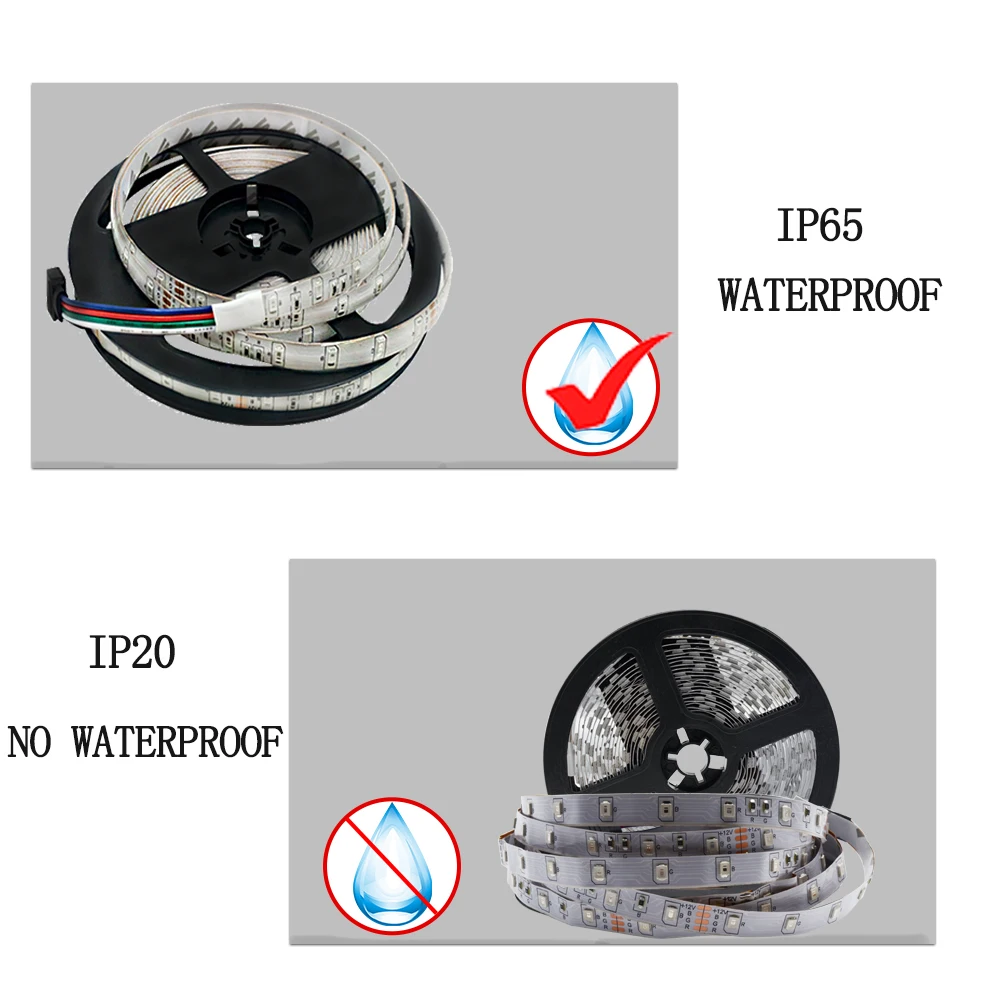 Гибкая светодиодная лента 5 м 2835 3528 Rgb водонепроницаемое освещение 12 В