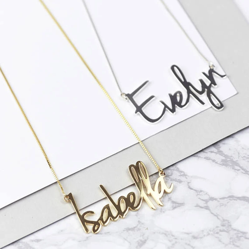 

Fashion Personalized Carrie Style Leter Pendant Necklace For Women Gold Custom Any Name Box Chain Choker Stainless Jewelry Gift