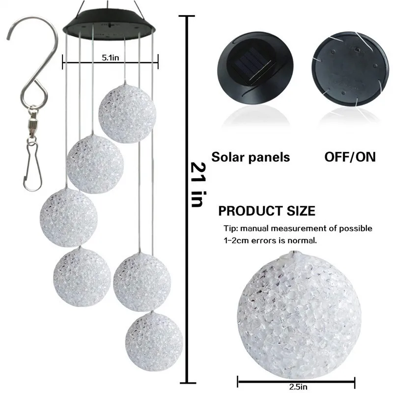 

Energy Efficient Solar Wind Chime LED Light Changing Colors Lamp Outdoor Garden Hanging Decoration Light Party Decor Gifts #D01