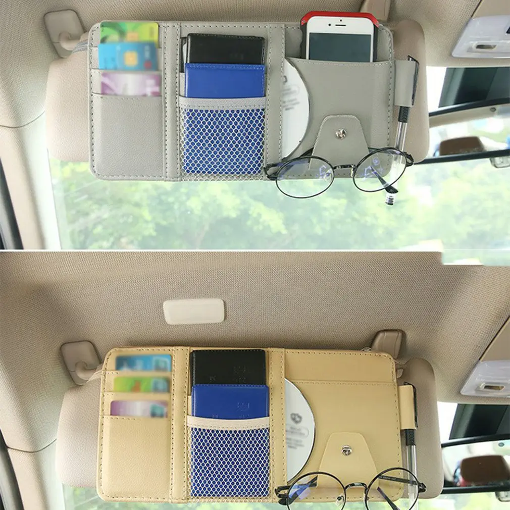 

1 Pack of PU Leather Universal Car Sun Visor Business Card Holder Business Card Pen Holder Sunglasses Holder Leather Storage Bag