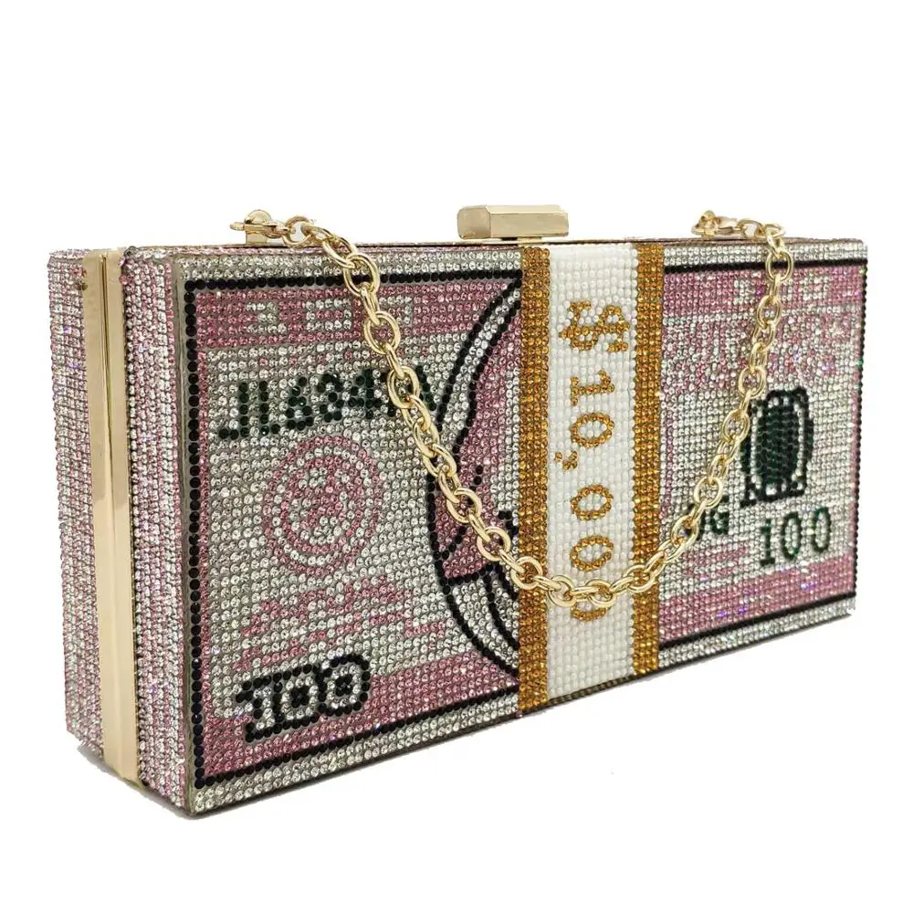 Chi belle 2020 горячая Распродажа bling 1000 доллар сумка для денег кристалл кошельков