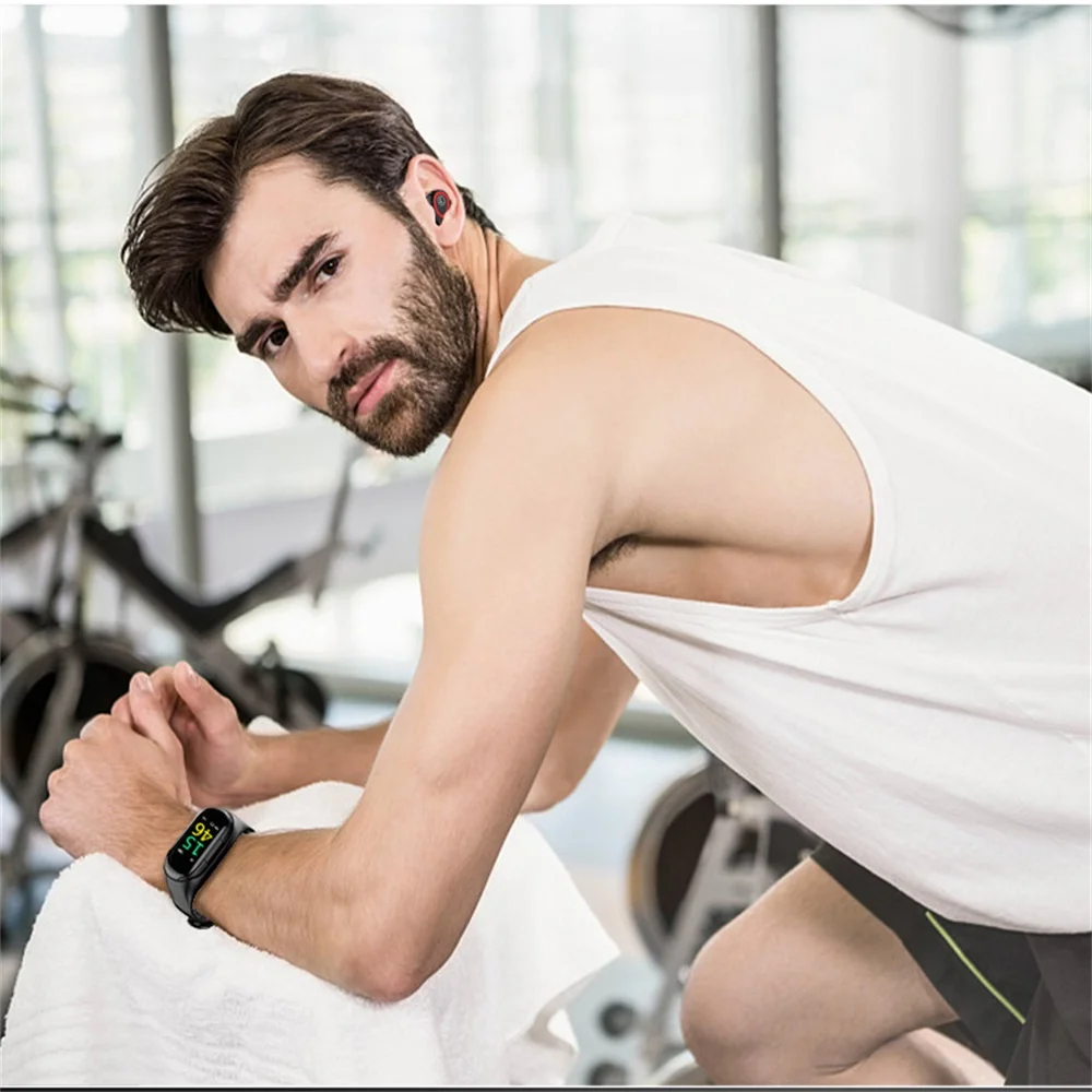

2 in 1 Smart Bracelet Wireless Bluetooth Headset Combo Waterproof Watch Wristband Earphone Heart Rate Fitness Tracker