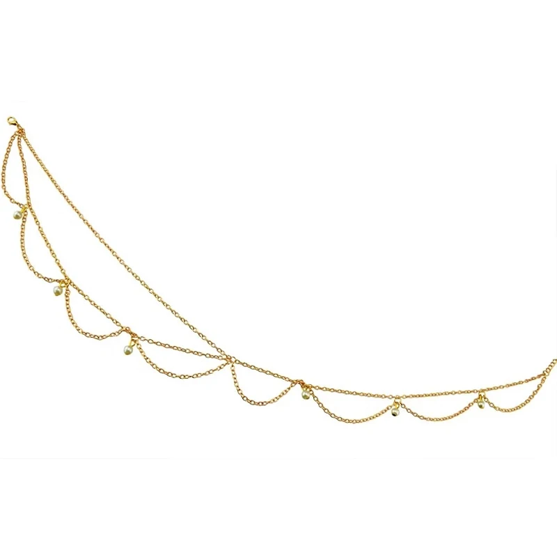 Индийская Хрустальная головная цепочка Kundan повязка на голову золотого цвета