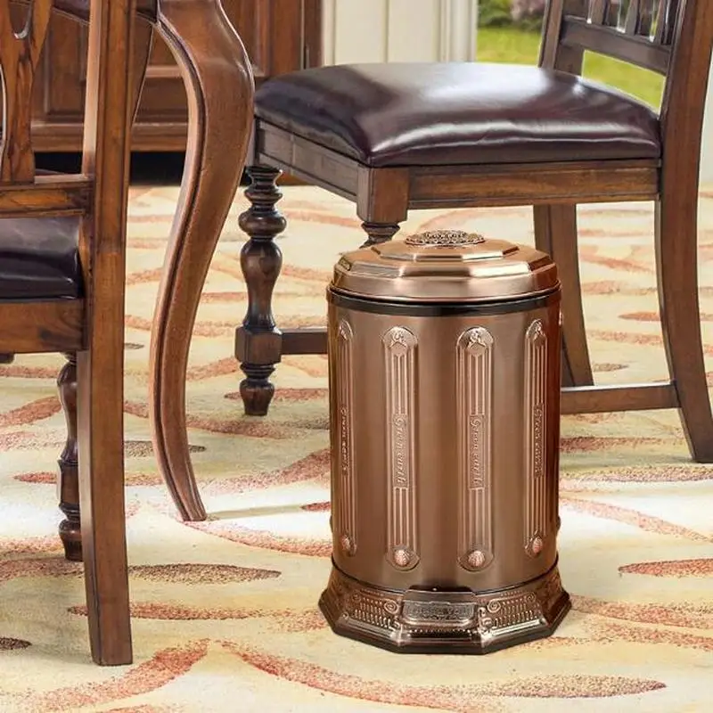 

Бытовой контейнер для мусора из нержавеющей стали, 6 л, с крышкой, бронзовый контейнер для мусора, для ванной комнаты, ZM222