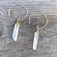 crystal hoop earrings raw quartz earrings open hoop earrings angel aura earrings boho hoops crystal dangle earrings raw st