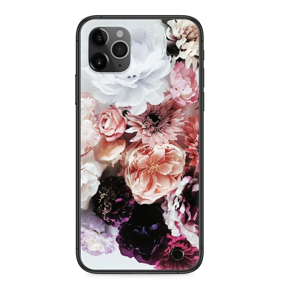 

Beautiful Rose Flower Phone Case cover For Iphone 11 7 8 XR 5 5C 5S 6 6S PLUS X XS PRO SE 2020 MAX black Etui 3D coque luxury