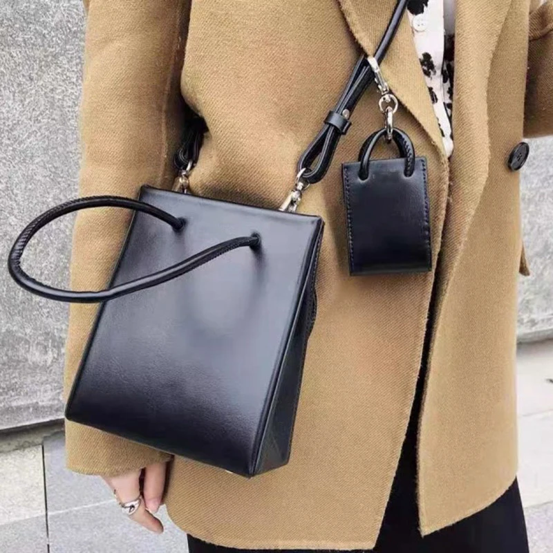 

2piece Niche Design Women's Single Shoulder Portable Chain Underarm Bag Crossbody Simple Pu Leather Casual Pack B6d4