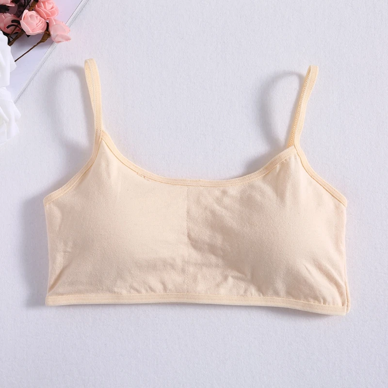 

Young Girls Solid Soft Cotton Bra Puberty Teenage Breathable Underwear Kid Cloth L4MC