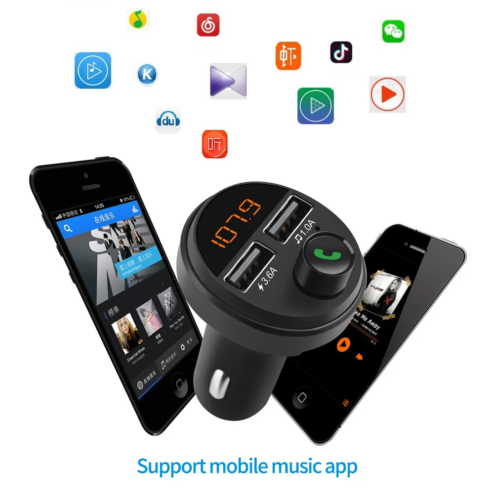 Беспроводной автомобильный комплект Bluetooth 5,0, fm-передатчик, Автомобильный mp3 плеер A, быстрая зарядка, двойное зарядное устройство USB, поддержка TF карты Z2