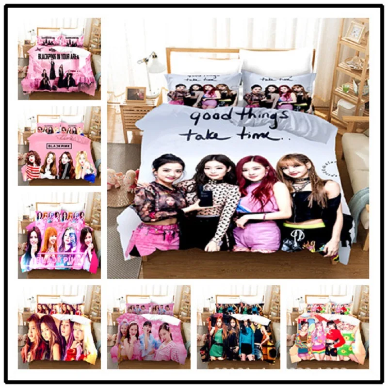 

Bedding Sets Black Jennie Jisoo Rose Lisa Pink US/Europe/UK Size Quilt Bed Cover Duvet Cover Pillow Case 2-3 Pieces Se