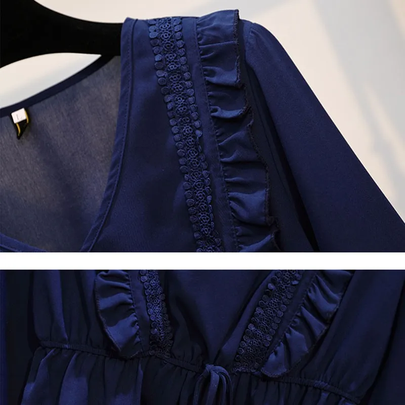 

Plus Size Women Long Sleeve Casual Blouses New Arrival 2021 Spring Fashion V-neck Ruffles Loose Ladies Elegant Tops Shirts W158