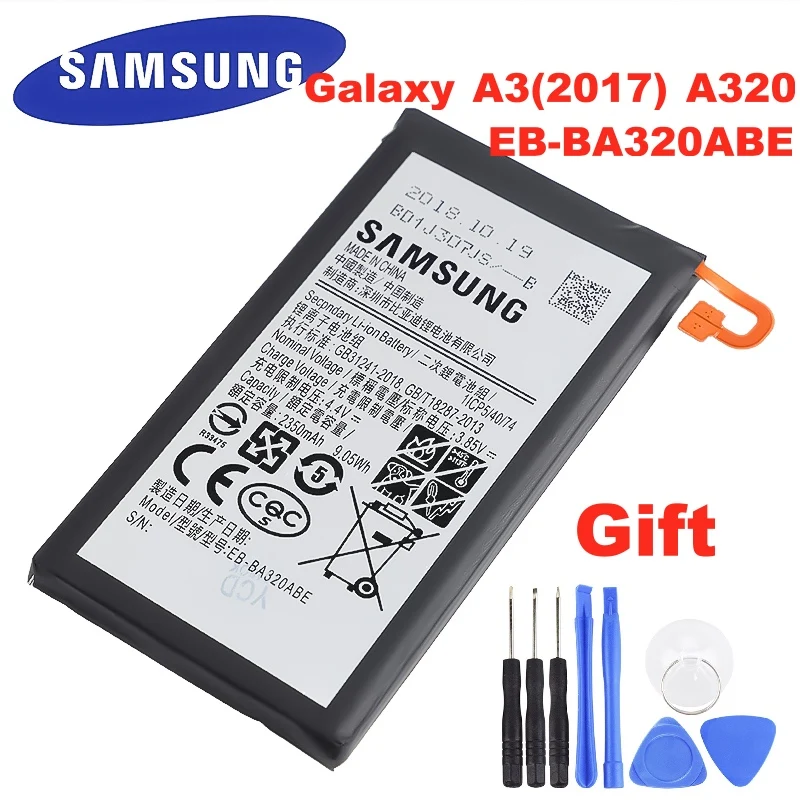 Оригинальный телефон SAMSUNG аккумулятор емкостью 2350 мАч для Samsung Galaxy A3 (2017) A320 EB BA320ABE