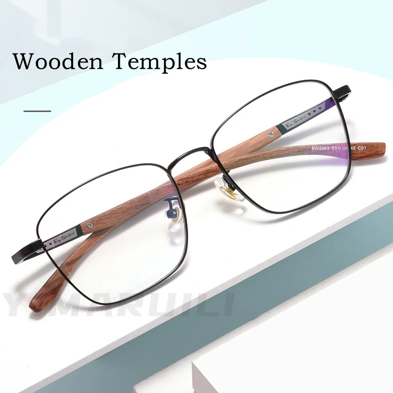 

YIMARUILI деревянная Высококачественная ссветильник декоративная квадратная оправа для очков из сплава оправа для рецептурных очков для мужчи...