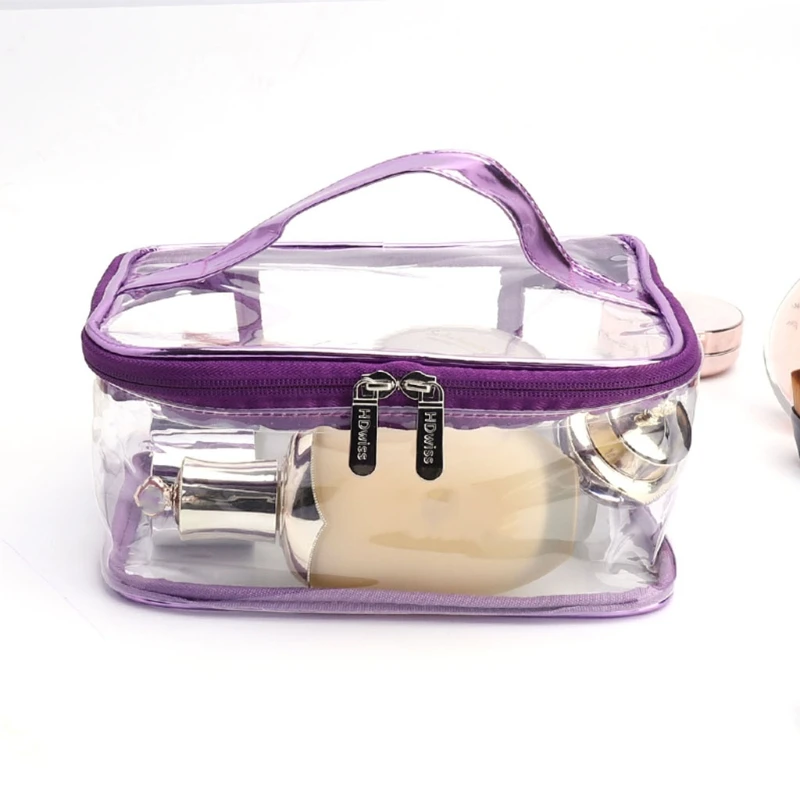 

Portable Clear Makeup Bag Zipper Cosmetics Bags Transparent Travel Storage Pouch PVC Toiletry Organizers with Handle For Women