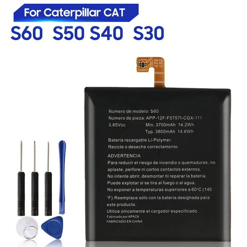 Original Replacement Battery For Caterpillar Cat S60 S50 S40 S30 S41 APP-12F-F57571-CGX-111 Genuine Battery 3800mAh