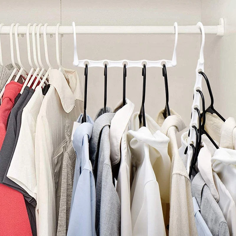 

White Hanger, Windproof Five-Hole Hanger, Foldable Rotating Hanger, Space-Saving Hanger, 10 Pieces, for Clothes