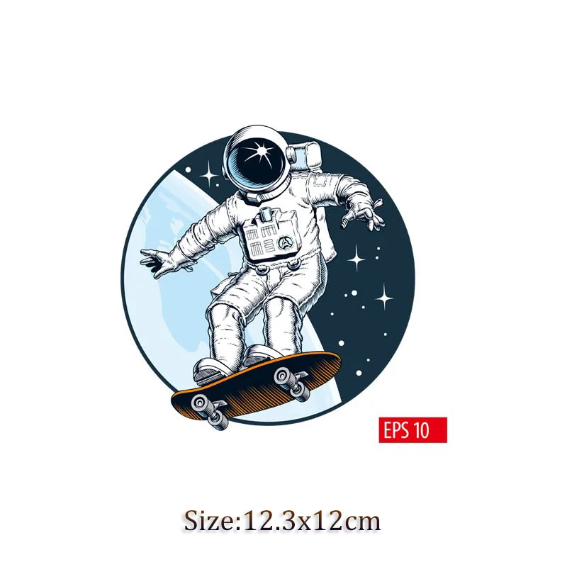 UFO Alien Thermal Patches Thermo-Stickers On Clothes Iron Badge Decal Decoration Cool Stripes Jeans Heat Transfer | Дом и сад