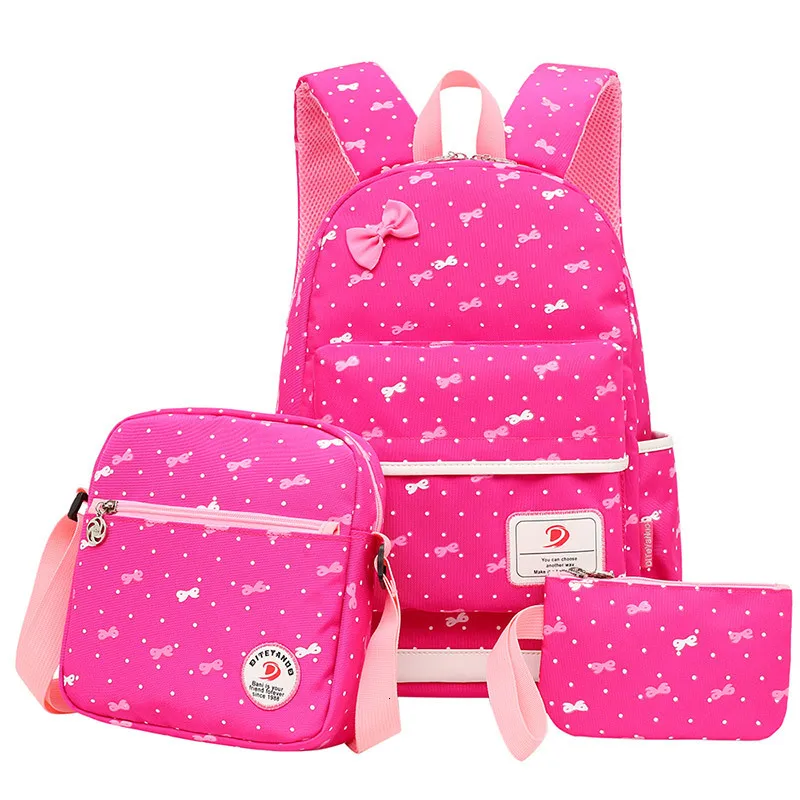 3pcs/set Fashion printing School bags for teen girls Bow knapsack schoolbags High-capacity travel backpacks school backpack