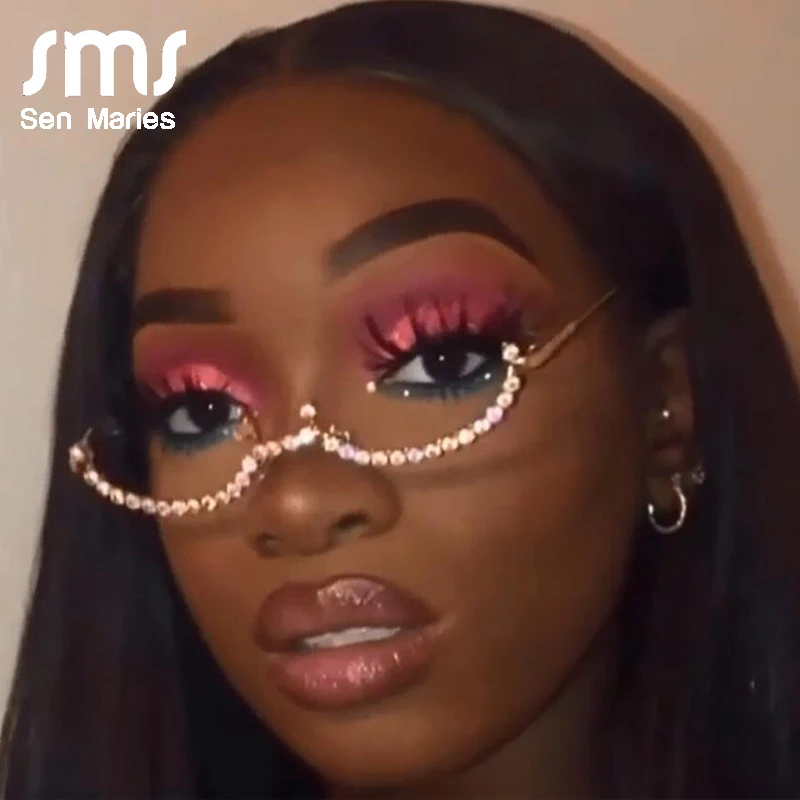 Новые оправы для очков Стразы с цепочкой женские алмазные солнцезащитные женщин