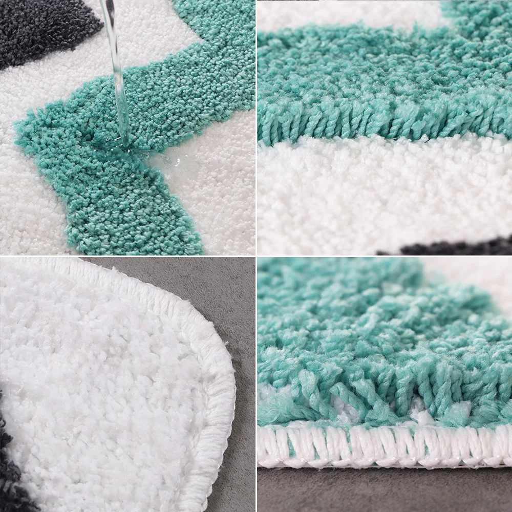 

4pcs/set Anti-slip Bath Mat Geometric Pattern Bathroom Carpet Rug Toilet Cover Foot Pad Waterproof Shower Curtain Doormat Q