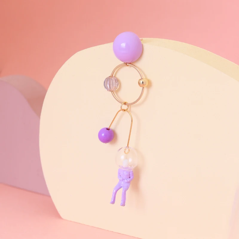 

Earrings for Women Statement Funny Long character Retro Earrings Geometric Earring Korean Glass Ball Jewelry Resin Party Gift
