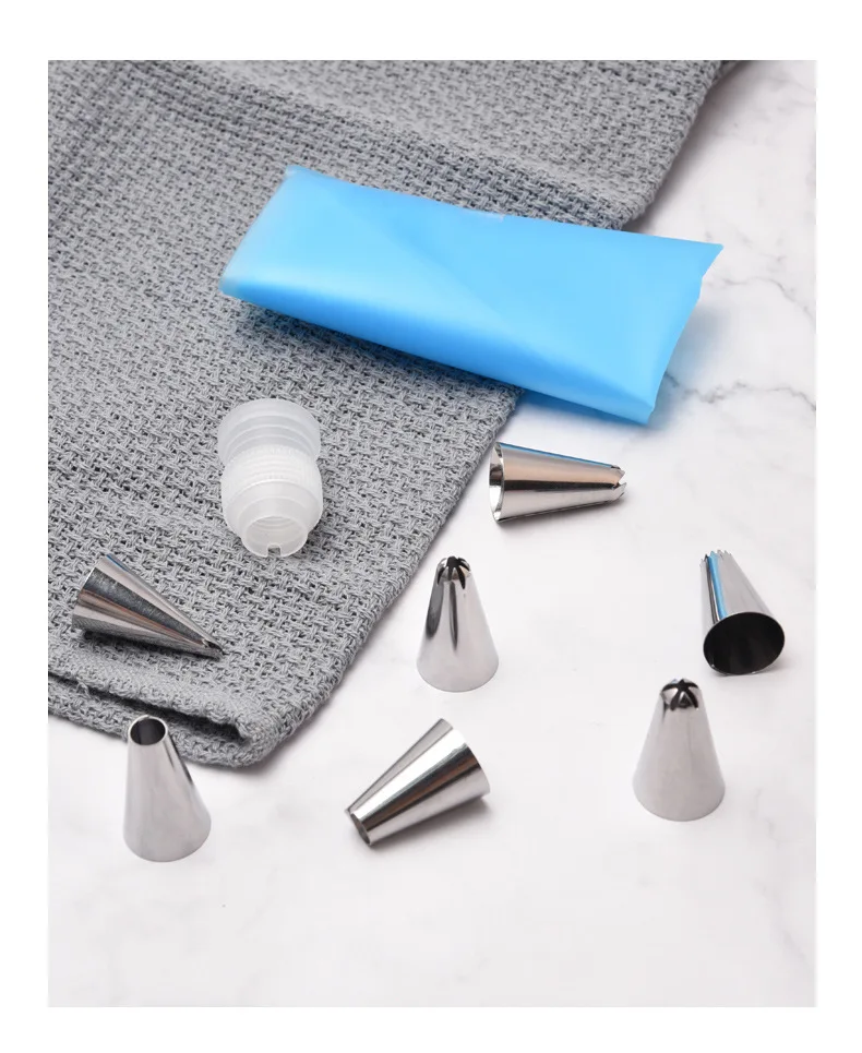 Cream bag 9 шт./компл. силиконовый кондитерский мешок советы Кухня DIY обледенение трубопроводов крем многоразовый кондитерский сумки+ 7 сопла набор Инструменты для украшения торта - Цвет: Cream bag
