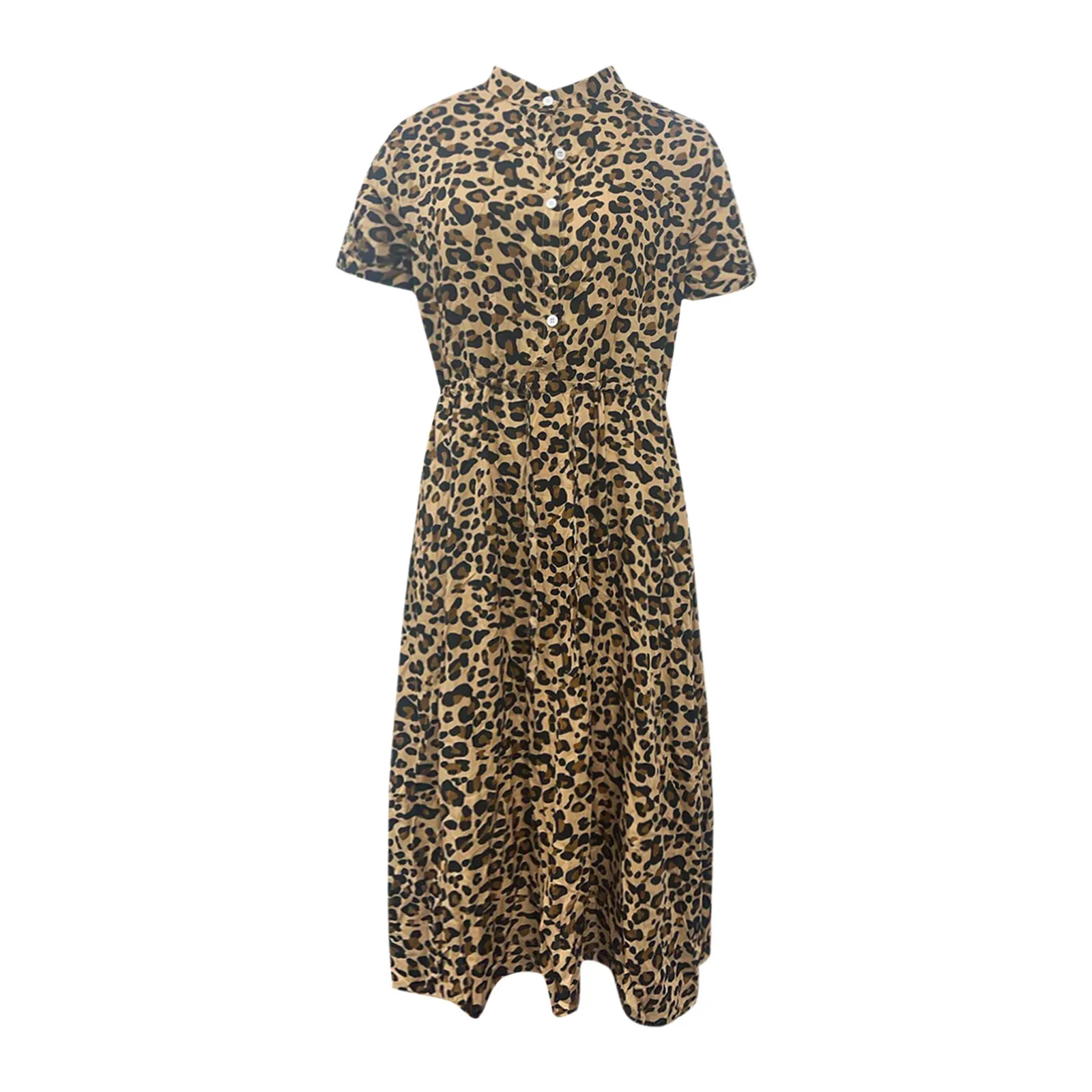 

Women'S Maxi Dresses For Women Summer 2021 Beach New Polka Dot Printing Button Irregular Colla Short-Sleeved Dress Vestidos