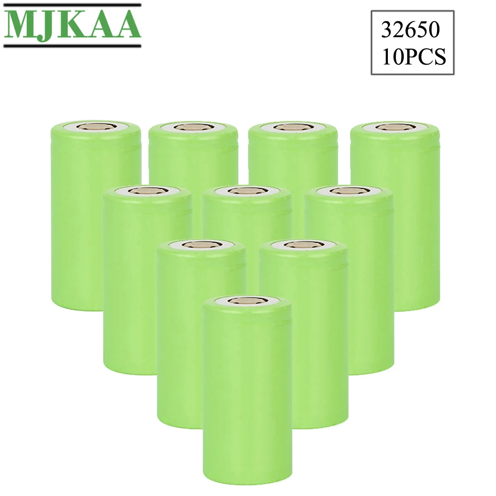 MJKAA 10 шт 32650 Аккумулятор 6000mah 3 2 V LiFePO4 33A 55A аккумуляторы с плоским верхом для