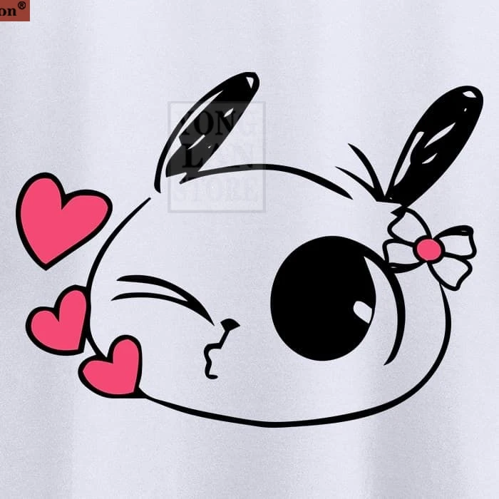 

Summer Fashion Street Short Sleeve T-Shirt Bunny Love White With Trend Printing T Shirt