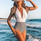 2021 женский модный купальник, сексуальный слитный женский винтажный Ретро купальник с глубоким V-образным вырезом, купальник с открытой спиной