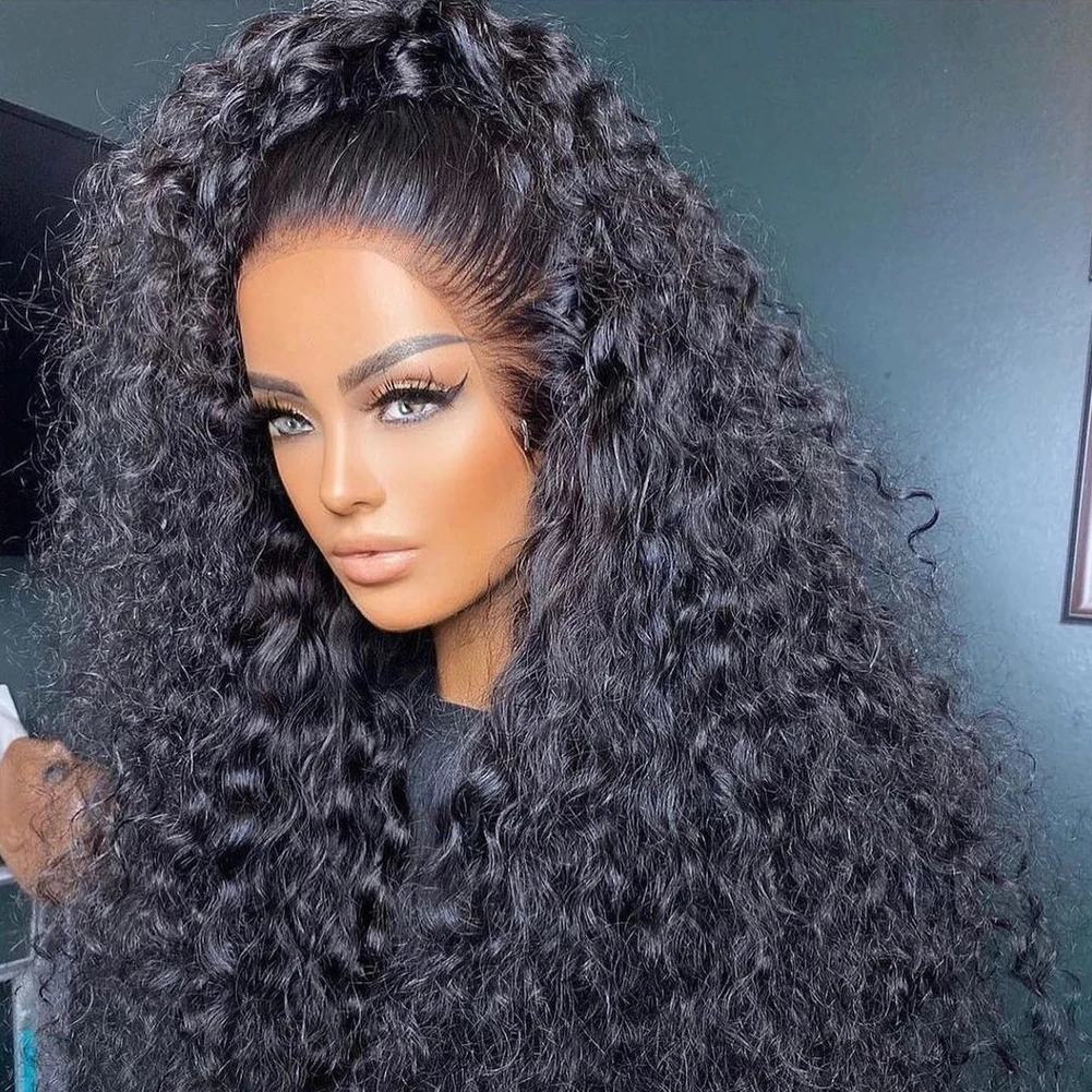 Женские парики RONGDUOYI с глубокими кудрями черные синтетические передние на сетке