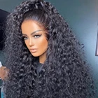 Женские парики RONGDUOYI с глубокими кудрями, черные синтетические передние парики на сетке, парики из высокотемпературного волокна, естественные волосы