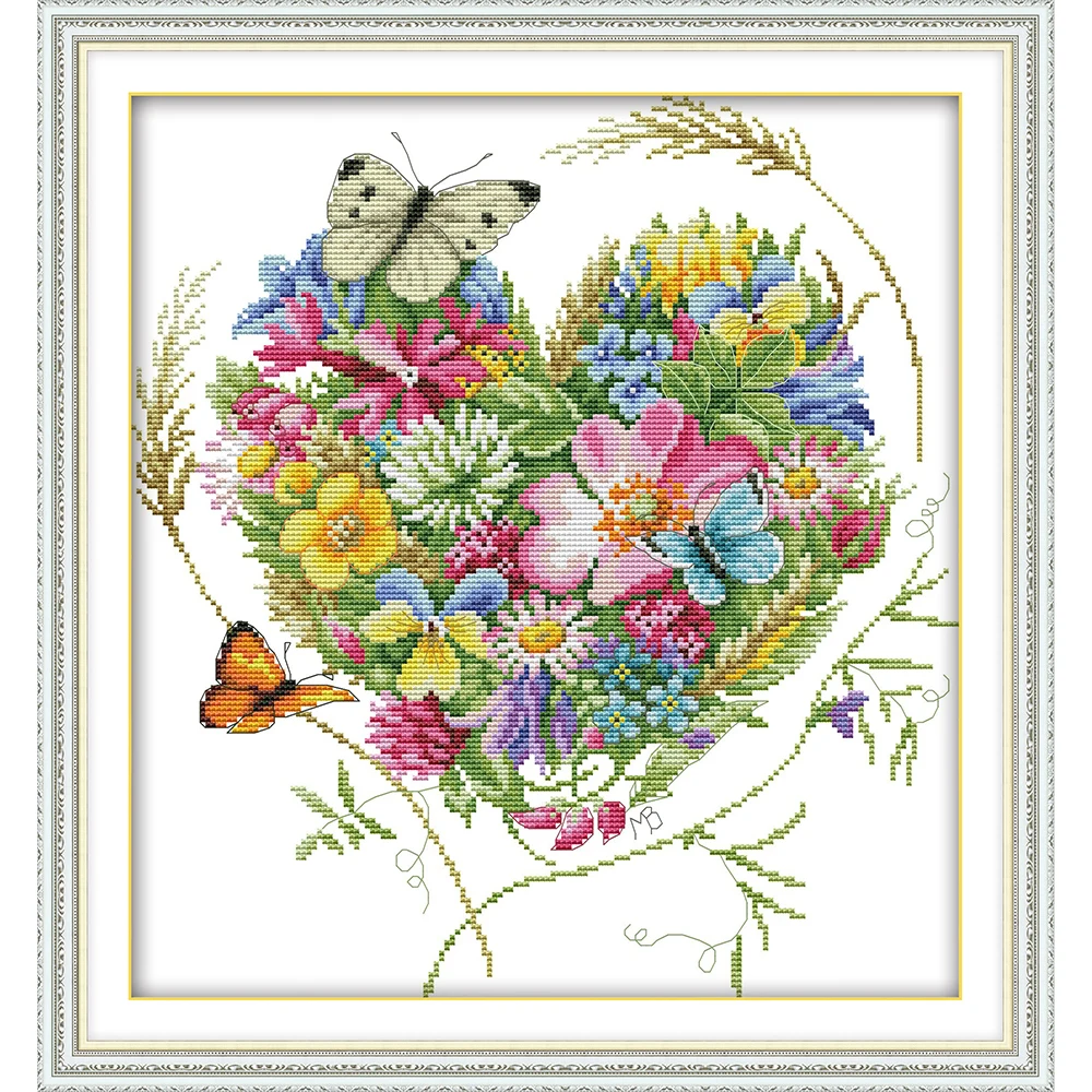 

Joy Sunday Butterflies Love Flowers 13 Chinese Cross Stitch Kits Ecological Cotton Clear Printed 14 11CT DIY Wedding Decoration