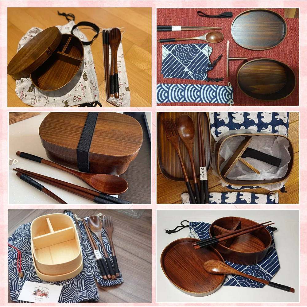 Деревянный Ланч бокс в японском стиле Bento для детей контейнер суши 1 посуда слоями