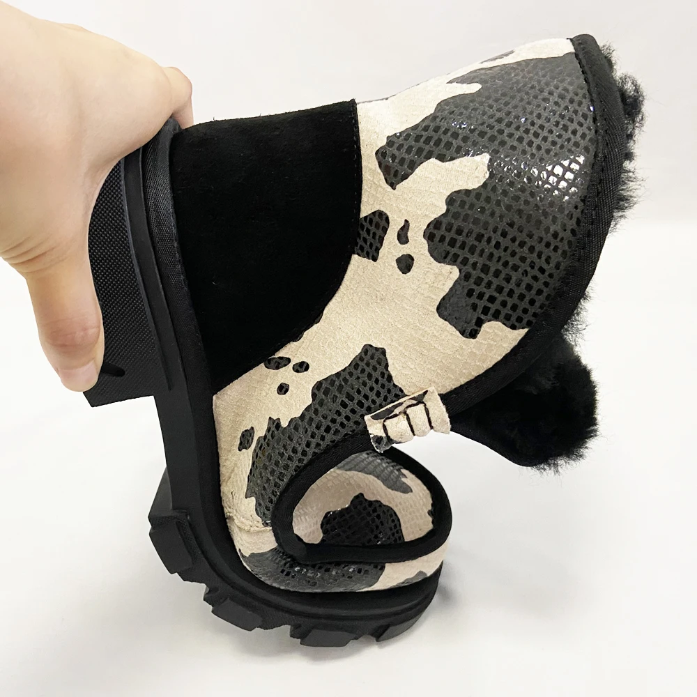 Fashion Women Winter Ankle Boots Ladies Chunky Heels Wool Snow Casual Furry Platform Shoes Girls Slip on Footwear Black | Обувь