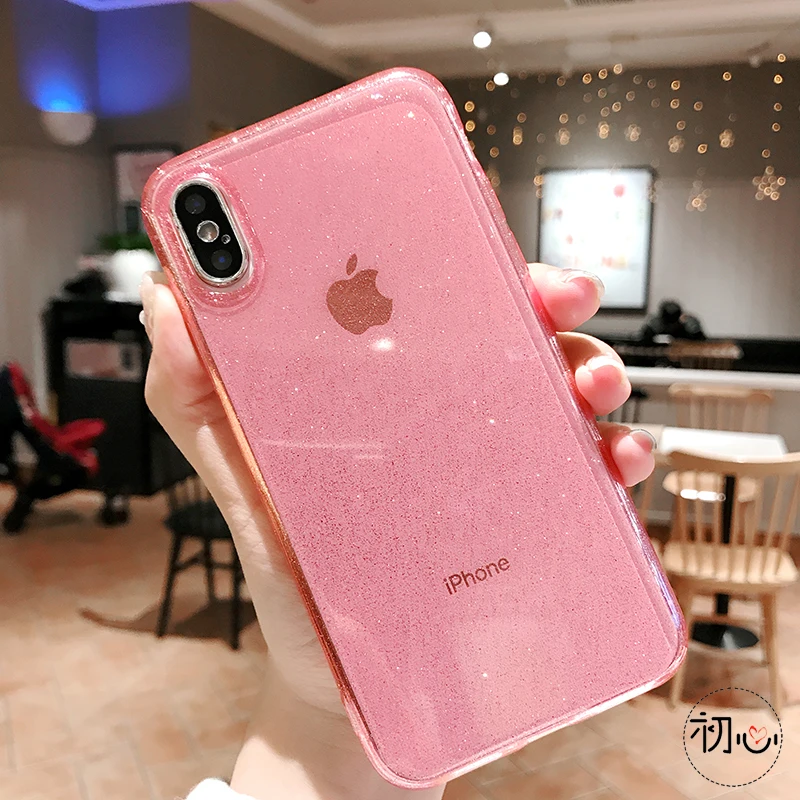 Блестящий Порошок термополиуретановый чехол для телефона iphone X XR XS MAX Slim Fashion Cover