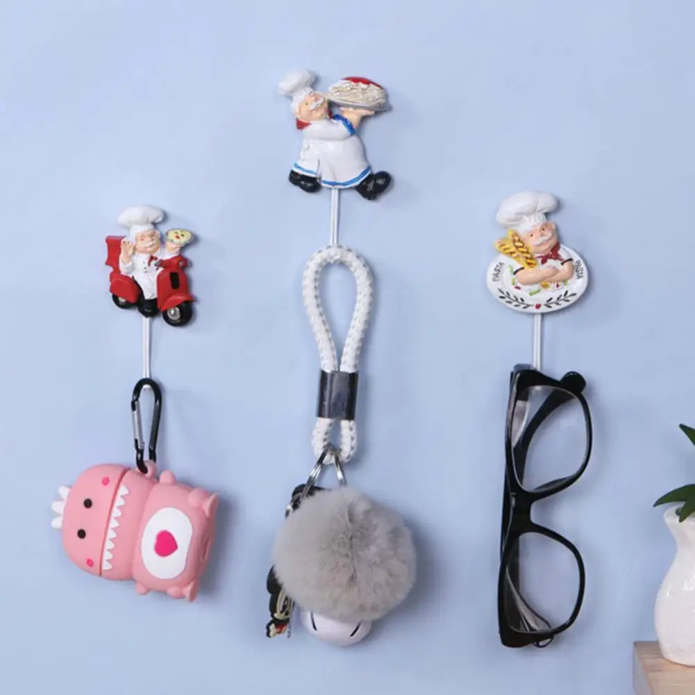 

Крючок для подвешивания, нескользящий самоклеящийся настенный крючок без отверстий с мультяшным рисунком шефа для ванной, сада, спальни, ук...