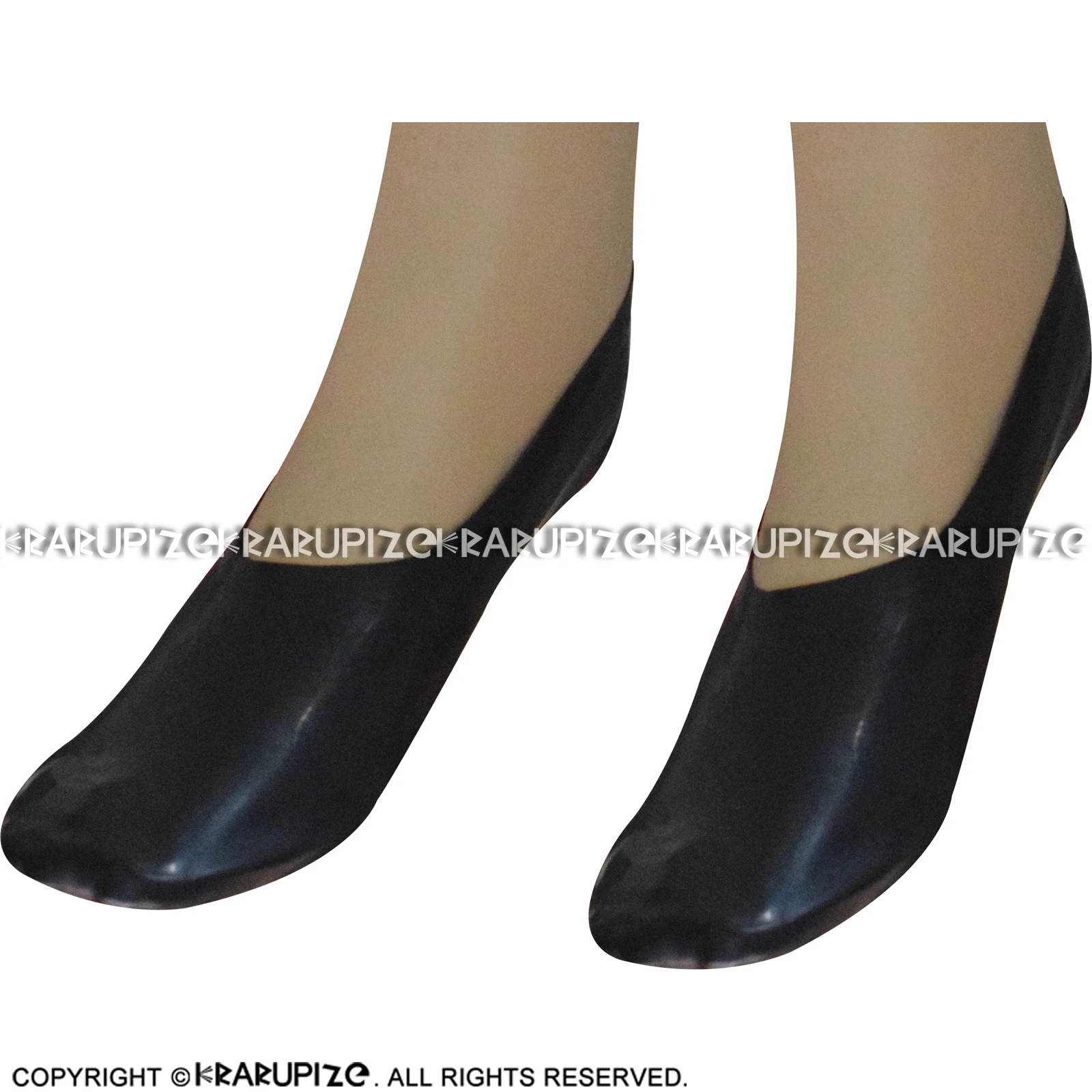 Black Sexy Short Rubber Latex Socks Boat Socks WZ-0055