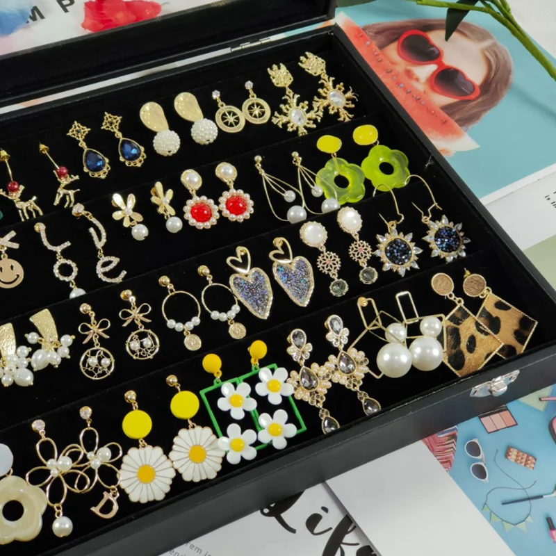 

Jewelry Box Ring Display Organizer Earring Necklace Showcase Bracelet Pendant Bangle Storage Holder Flocks Portable Travel Case