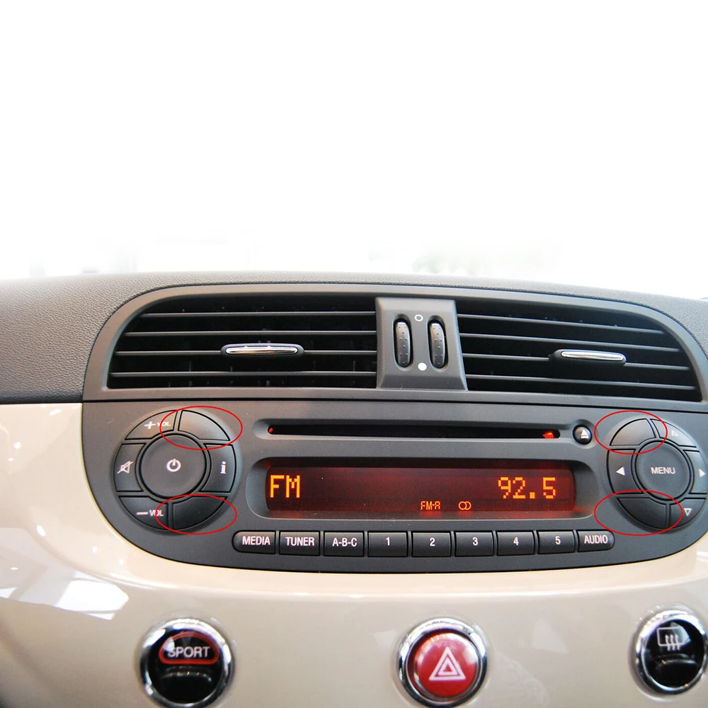 Крышка с 4 черными кнопками для Fiat 500 съемная черная отделка кнопки радио Cd форма